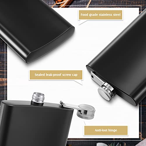 16 Packs Hip Flask For Liquor Matte Black 8 Oz Stainless Steel Hip Flask Leakproof Flask Set With 16 Funnel And Shot Cups For Men Women Drinking Cocktail Whiskey Wine Wedding Groomsman Party Supply #TOP3