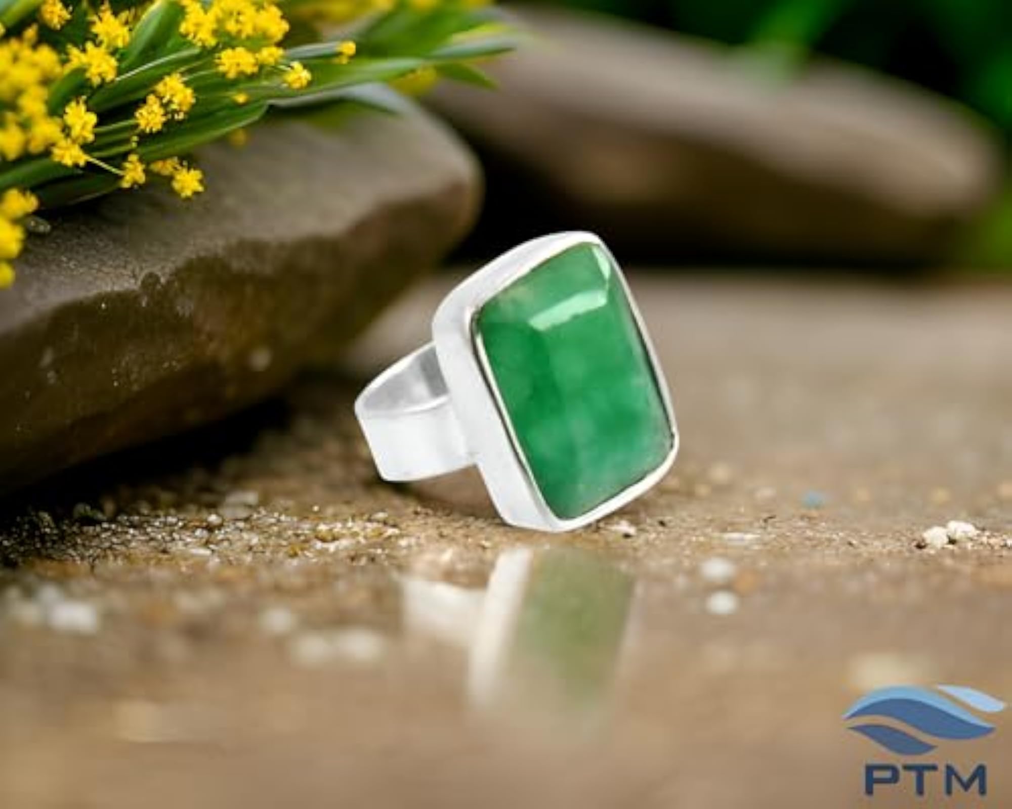 925 Sterling Silver Emerald Astrological Gemstone Ring