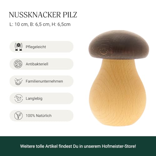 Foto von HOFMEISTER® Nussknacker - Buchenholz - ca. 10 cm hoch - leichtes Knacken von Nüssen - mit Schraubgewinde