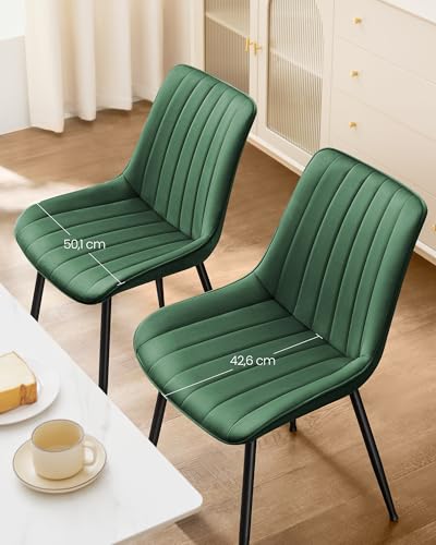 SONGMICS-Esszimmerstuhl-2er-Set-Kuchenstuhl-SamtPolsterstuhl-bis-120-kg-belastbar-Stahlbeine-Gebogene-Ruckenlehne-fur-Esszimmer-Kuche-grun-tintenschwarz-LDC090C01 | Dealmeister.io Alt tag für bilder post titel