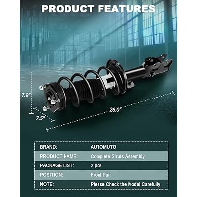 AUTOMUTO Front Pair Complete Struts Spring Assembly Shock Absorber متوافق مع 2010-2013 لـ Ford Fiesta Struts 172525 172524