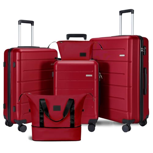 Image of Luggage Set 2-Piece, ABS Hardside Lightweight Suitcase with 8 Smooth Spinner Wheels for Business and Travel (14 /20 Black)
