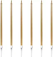 Vela Para Aniversário, Make +, Palito, Dourada, Grande, 13 cm, Blister com 6