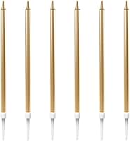 Vela Para Aniversário, Make +, Palito, Dourada, Grande, 13 cm, Blister com 6
