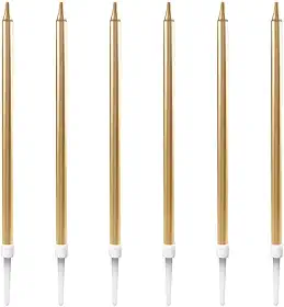 Vela Para Aniversário, Make +, Palito, Dourada, Grande, 13 cm, Blister com 6