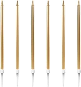 Vela Para Aniversário, Make +, Palito, Dourada, Grande, 13 cm, Blister com 6