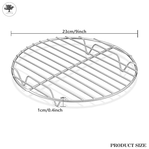 Image of Sulfar Round Cooking Rack, Baking Cooling Steaming Grilling Rack Stainless Steel, Fits Air Fryer /Stockpot /Instant Pot /Pressure Cooker /Round Cake Pan, Oven & Dishwasher Safe