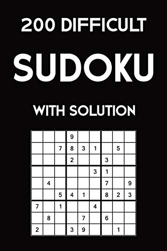 200 difficult Sudoku with solution: 9x9, Puzzle Book, 2 puzzles per page