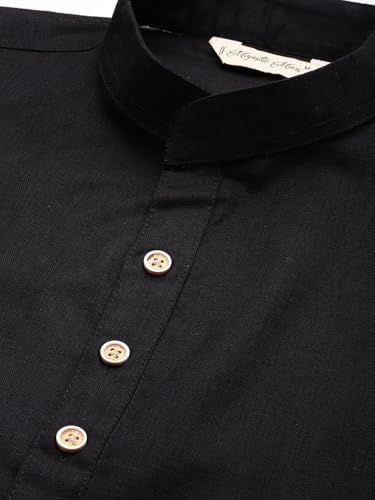 Image of Majestic Man Men's Cotton Regular Fit Casual Mandarin Collar Ethnic Motifs Solid Long Kurta