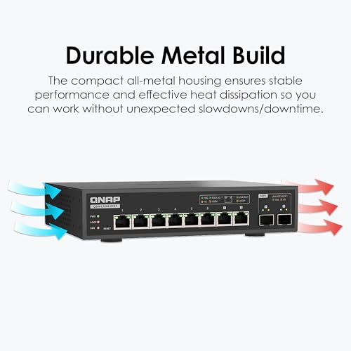 Image of QNAP QSW-L3208-2C6T-US 8-Port Multi-Gig 10GbE Network Switch | Lite-Managed, 6x 10 /5 /2.5 /1G RJ-45, 2x SFP+ /RJ-45 Combo