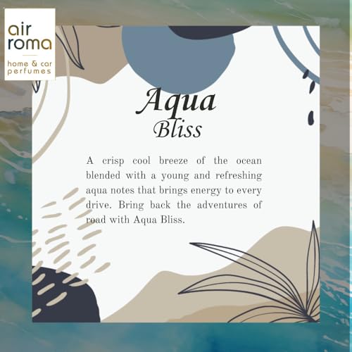 Image of AIR-ROMA Aqua Bliss Car Perfume Hanging Pod 10ml | Natural Essential Premium Fragrance Oils in Glass Bottle with Wooden Diffuser Lid | Long Lasting Car AIR Freshener Scent | Lasts Up to 45 Days