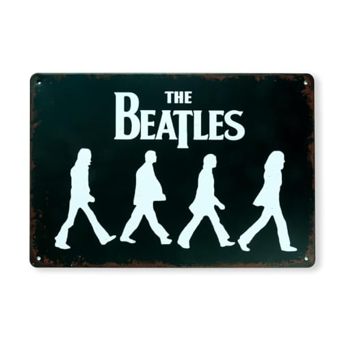 Image of Eazywagon Decorative Retro Metal Signs Wall Plate - 12x8 Inch (Beetle Walk) | Weatherproof Vintage Metal Sign Plate for Cafe, Home, Bar, Garage | Decorative Wall Hanging Sign Board
