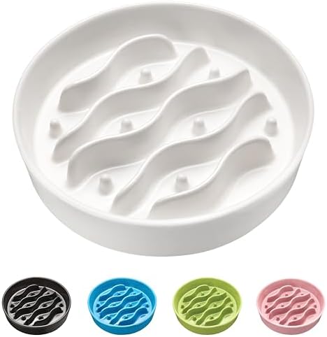 Ceramic Slow Feeder Dog Bowls for Medium and Large Dogs, 2.0 Cups...