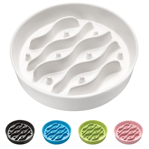 MOPANG Ceramic Slow Feeder Dog Bowls for Medium and Large Dogs, 2.0 Cups Dog...