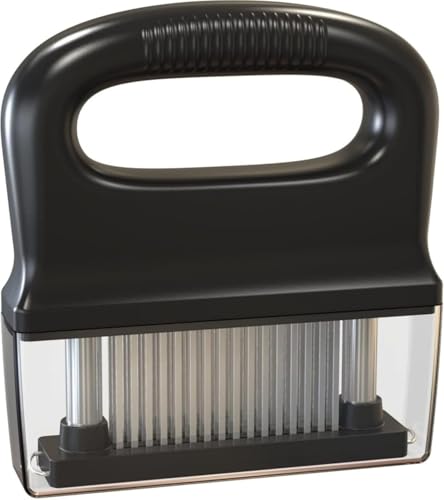 Benjiu 48枚刃ミートテンダライザー 肉の筋切り器 ステンレス製ニードル付き 保護カバー付属 錆止め機能 肉を柔らかく ステーキ ポークチョップ ラムチョップ 魚料理の調理時間短縮に最適 (ブラック)