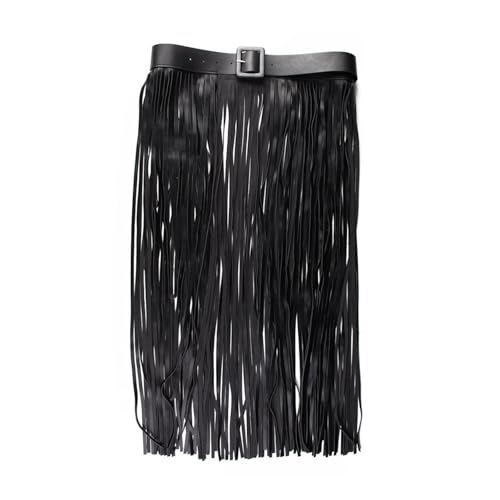 Yuppie Fringe Waistband for Women Elegant Hip Scarf Belt Black Long Fringe Girdle Belt Stylish Accessory