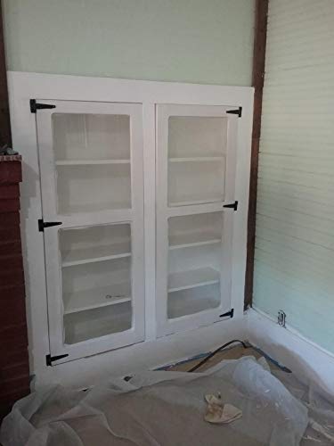 Tambee T-Strap Hinges Light Duty Barn Door Hinges Shed Door Hinges Rustic Hinges Gate Strap Hinge Door Barn Gates Hinges Black Wrought Hardware Iron Rustproof 6Pcs (4Inch) #TOP6