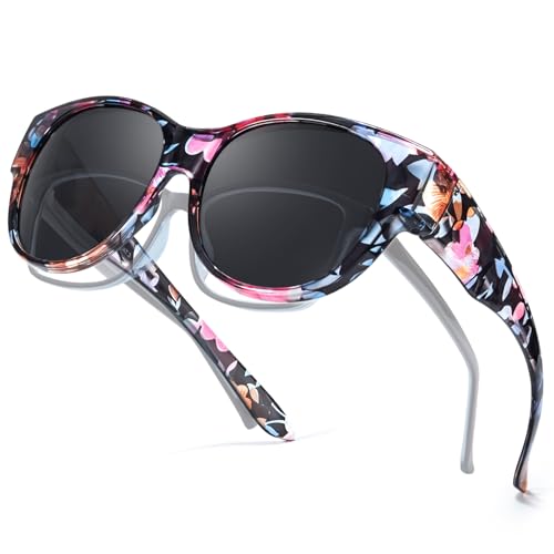 Myiaur Polarized Fit Over Glasses Sunglasses for Women, Trendy Wear Over Glasses for Driving with UV400 Protection