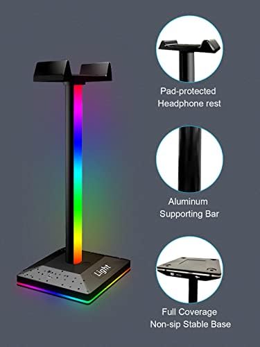 GIPOYENT RGB Gaming Headphone Stand Lights, RGB Gaming Stand Light for Desktop PC Gaming Headset Accessories, Best Gift for Husband, Kids, Boyfriend - 4