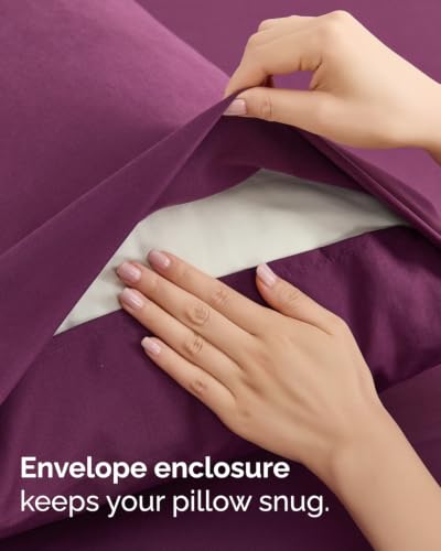 Image of Split King 7 Piece Bed Sheet Set - Soft, Breathable & Cooling - Deep Purple