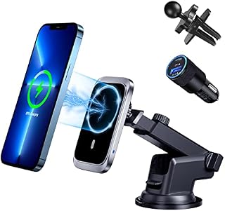 Magnetic Car Charger Mount Wireless Mag Safe Car Charger Fast Charger Phone Holder for iPhone 13/13 Pro Max/13 Pro/13 Mini/iPhone 12 Pro Max/12 Pro/12 Mini (2022 Newest Upgrade, with PD 18W Adapter)