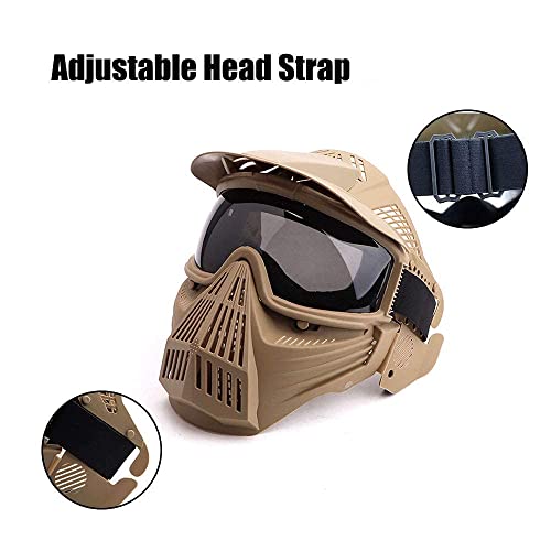 Ninat Airsoft Mask Tactical Masks Full Face With Greylens Lens Goggles Eye Protection For Halloween Cs Survival Games Shooting Cosplay Mask Tan #TOP4