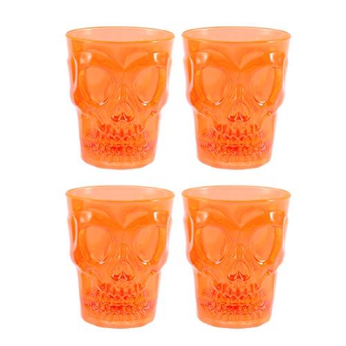 DOITOOL 4 peças de copos de caveira de Halloween com copos de bebida luminosos e divertidos para fes