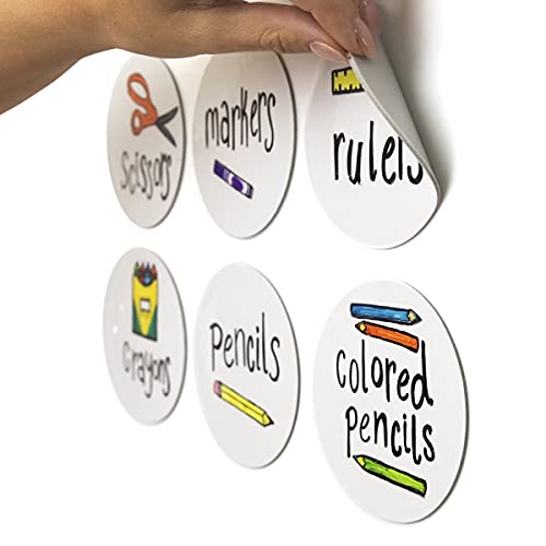M.C. Squares Stickies Circle Dry-Erase Sticky Notes 6-Pack, Round Reusable White Board Stickers with Included Smudge-Free Wet Erase Tackie Marker, Made in The USA
