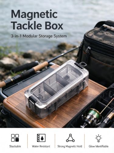 ChayWillow Magic Box Fishing Tackle Storage Case, 3 Compartments, Pack of 4 | Luminous Sealing Ring, Waterproof Sealed Design, Built-In Strong Magnets, Transparent Shell, Splicing Combinations - image 3