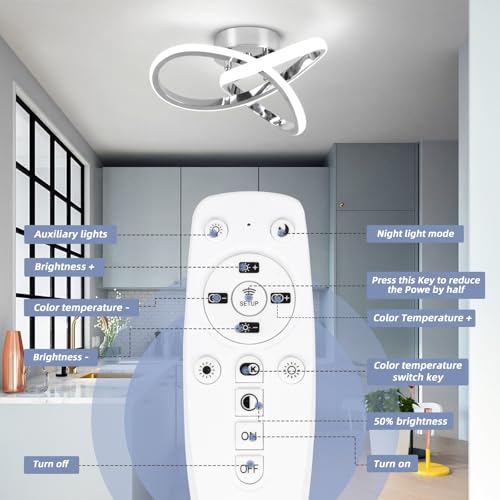 Hallway Light Acrylic Modern LED Ceiling Light Fixtures Cool White 6000K Close to Ceiling Lights for Bedroom, Bathroom, Kitchen, Balcony, Corridor, Stair, Aisle Lamp Curved Design (Chrome,Dimmable) by CANEOE - Used condition - Image 9
