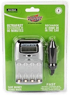 Interstate Batteries Rechargeable AA and AAA Battery Charger, 90 Minute Charger, Over-Charge Protection