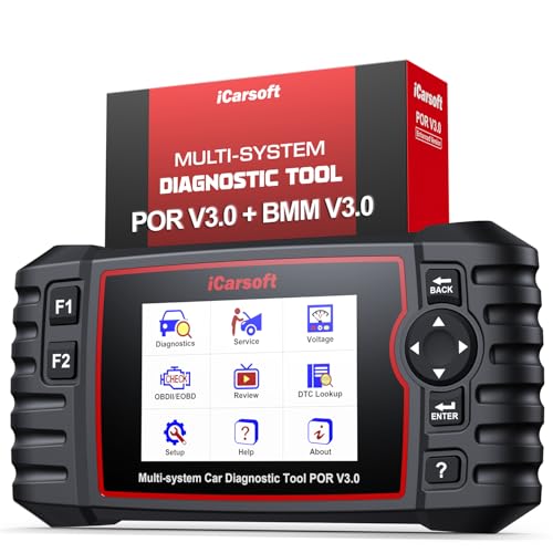 iCarsoft POR V3.0 (Enhanced) Full System Diagnostic Tool for Porsche and BM.W, Bidirectional OBD2 Scanner, 27+12 Services for Porshe, 16 Services for BMW, ECU Coding, Auto VIN, Lifetime Fr-ee Update
