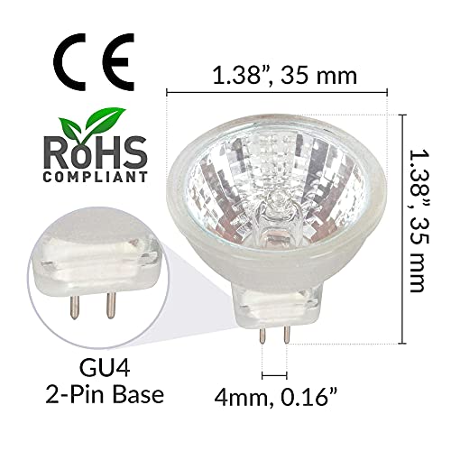 Simba Lighting MR11 Halogen 20W 12V FTD Spotlight Light Bulbs (10 Pack) 2-Pin 220lm for Landscape, Accent, Track Lights, and Fiber Optics, GU4 Bi-Pin Base, Glass Cover, Warm White 2700K Dimmable — view 3