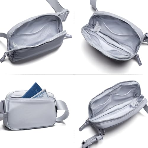 Image of Belt Bag for Women Two-Way Zipper Fanny Pack Crossbody Bags for Women Fashion Waist Packs Cross Body Fanny Pack with Adjustable Strap Gifts for Teen Girls (Light Grey)