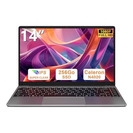 bvate Ordinateur Portable, 256Go Soutien Extension SSD 1To 14" Win11 Celeron N4020 2.4G+5G WiFi Mini HDMI & AZERTY Membrane du Clavier-Gray