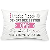 Yufansd Geschenke für Oma von Enkelin Enkel Kissenbezüge Dieses Kissen gehört der besten Oma der Welt Idee Oma Weihnachten Geburtstag Geschenk Kissen Deko Kopfkissenbezug 50 x 75 cm (Oma)