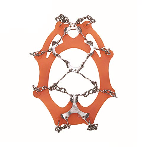 Wupettier Ice Snow Grips Crampons, Traction Cleats Anti-Slip Ice Crampons with 12 Stainless Steel Spikes for Shoes Boots Walking Jogging (Orange M)