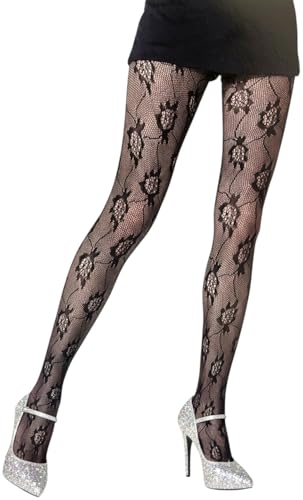 Image of ToBeInStyle Women's Elegant Floral Vine Fishnet Pantyhose