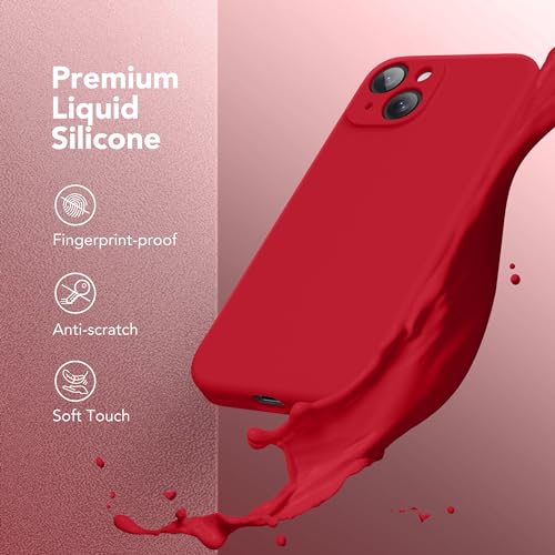 Image of Magnetic for iPhone 14 Case, Compatible with MagSafe, [Full Camera Protection][Screen Protector] Silicone Shockproof Protective Phone Case for iPhone 14 6.1 inch, Deep Red
