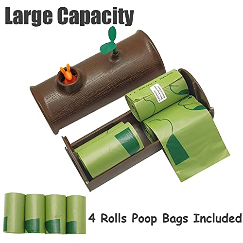 Image of Wall Mounted Dog Poop Bags Dispenser with 4 Rolls Leak-Proof Unscented Pet Poo Waste Bags for Garden Yard Doggie Potty Bags Holder Doggy Trash Bags Storage Box for Kitchen Bathroom(Brown)