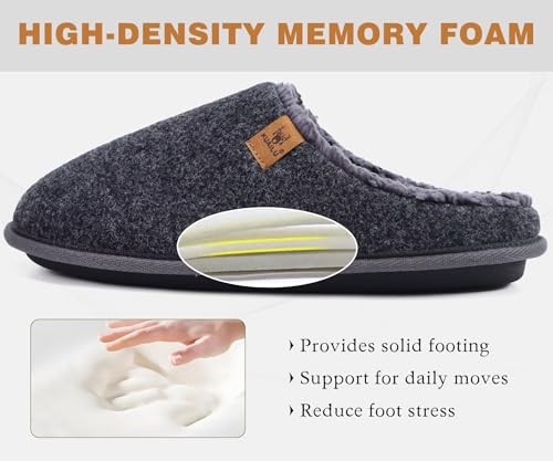 Image of KuaiLu Mens House Memory Foam Slippers with Comfortable Warm Plush Lining