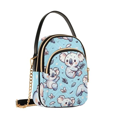 Seamless Pattern with Cartoon Koala Quilted Crossbody Bags for Women Girls Small Shoulder Handbags Sling Bag