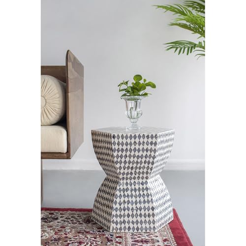 espidoo Geometric Mosaic Side Table: Art Deco Accent Table with