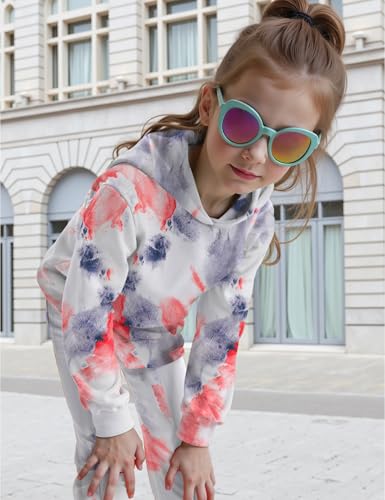 Image of Girls Clothes Tie Dye Sweatsuit Long Sleeve Sweatshirt Tops and Flare Pants 2PCS Girls Fall Clothes