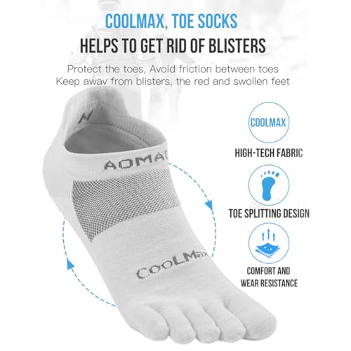 Image of Toe Socks for Men Women Cool-max Running Socks 3 Pairs Athletic Breathable Five Finger Socks