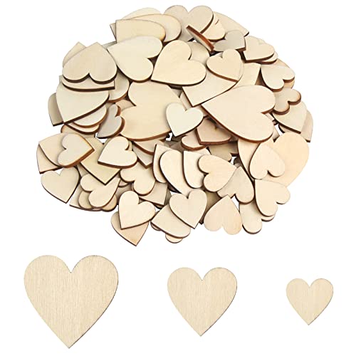 DERAYEE 100Pcs Unfinished Wooden Hearts for...