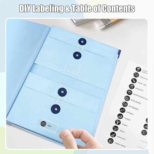 Document Organizer Folio,Important Document Folio Folders with Labels Life Binder for Birth Certificates Bills Checks Etc - Image 6