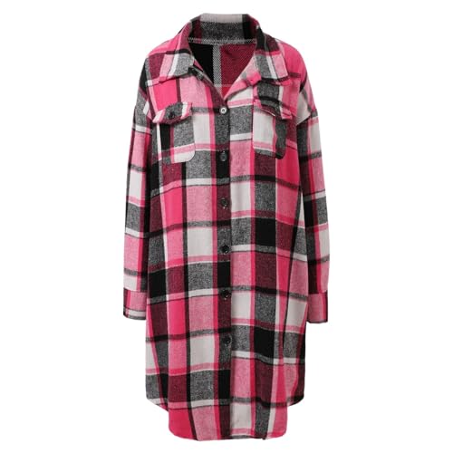 Abrigo largo de forro polar a cuadros ropa exterior informal cómoda 5