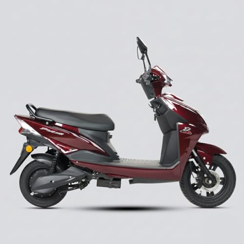 Image of AMO Electric Scooter Single Light Lead Acid Low Speed - Range - 60-70 Km Non RTO in Red with Portable Charger (Red)