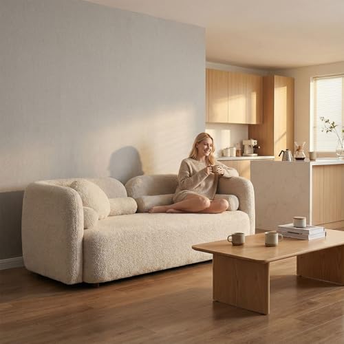 Modern 2-Seater Curved Sofa,Minimalist Living Room Couch, 69.29" Luxury Teddy